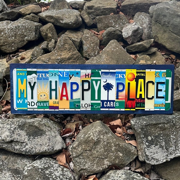 My Happy Place - License Plate Sign - Unique Gift - Wall Decor -