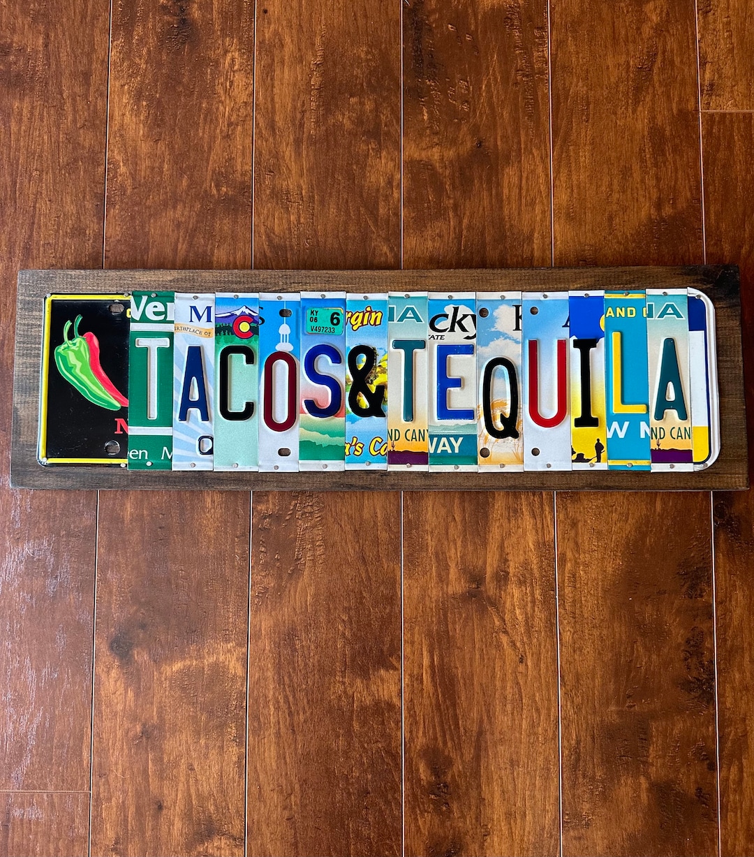 Rustic Taco Sign Tacos & Tequila License Plate Sign - Rustic Bar Decor - Etsy