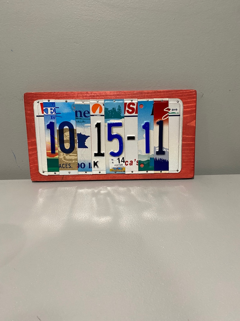 License Plate Anniversary Date Sign – Rustic 10th Anniversary Tin Gift image 9