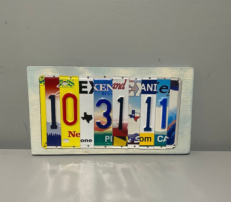 License Plate Anniversary Date Sign – Rustic 10th Anniversary Tin Gift image 8