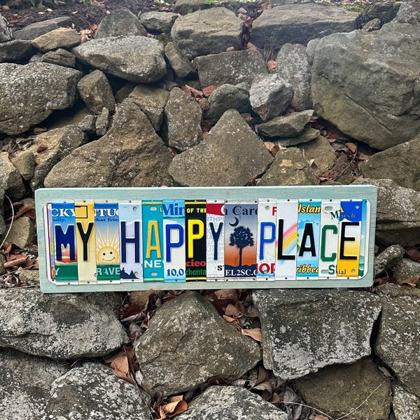 My Happy Place - License Plate Sign - Unique Gift - Wall Decor -