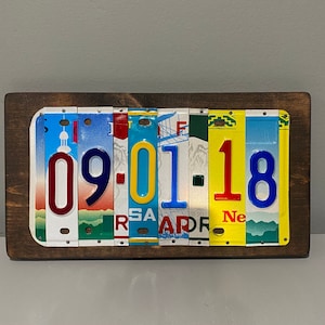 License Plate Anniversary Date Sign – Rustic 10th Anniversary Tin Gift image 3
