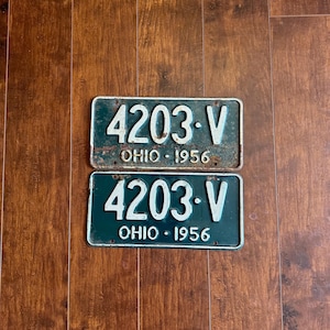 1956 Ohio 4203-V License Plate, Vintage License Plate, Ohio License Plate, Collectors License Plate