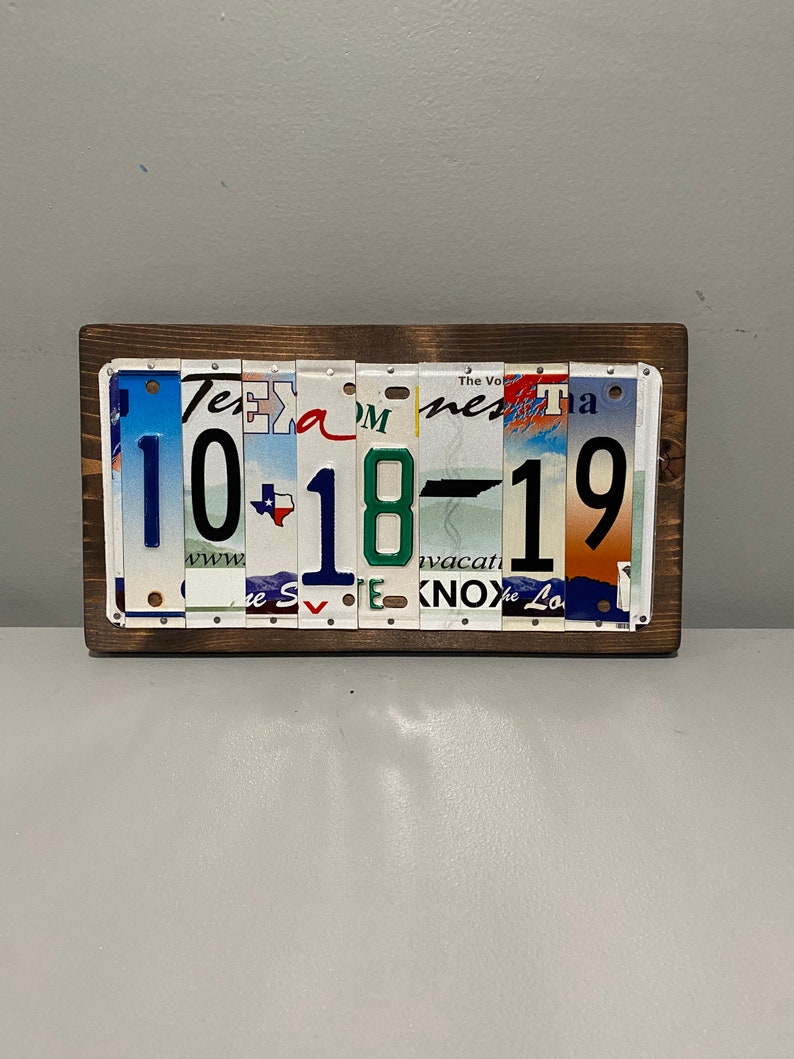 License Plate Anniversary Date Sign – Rustic 10th Anniversary Tin Gift image 7