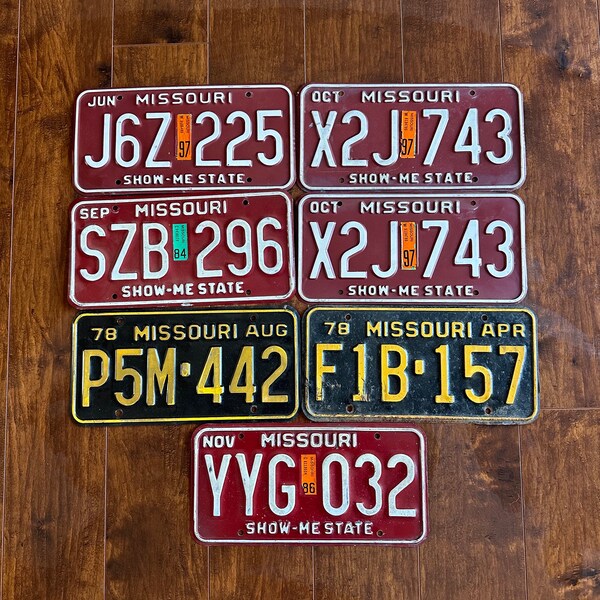 Missouri License Plate, Pick your choice of License plate, Vintage, Missouri collector license Plate