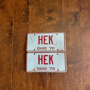1970 Ohio HEK License Plate, Vintage License Plate, Ohio License Plate, Collectors License Plate