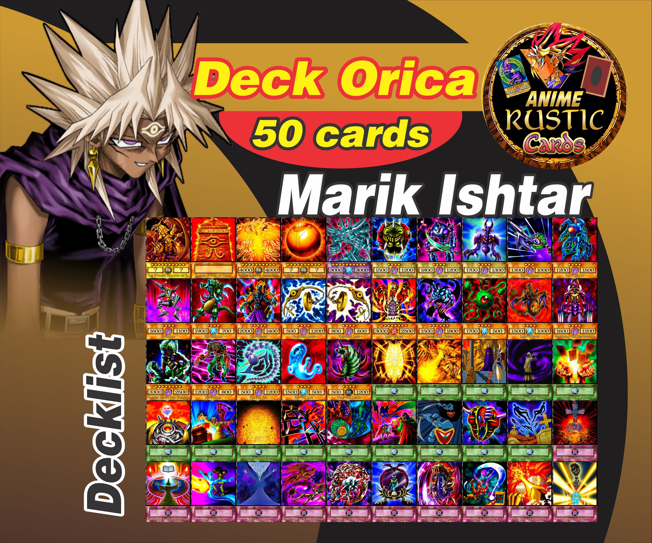 Marik Ishtar Deck 50 cards Anime Orica Yugioh Etsy