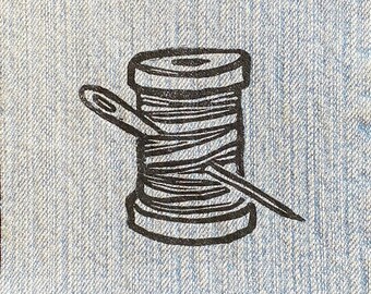 Handbedrukte denim klosje garen, zichtbaar herstellen, duurzaam leven