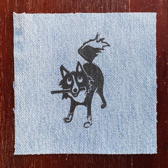 Border Collie Upcycled Denim Patch, Border Collie Print, Slow Stitch Visible Mending, Sew On Patch, Slow Fashion, Sustainable Style, Repair