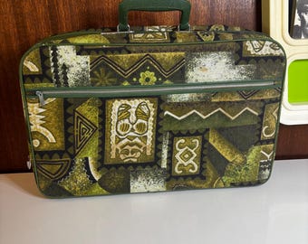 Vintage Tiki, Tribal, Retro, Mid Century Modern suitcase 1960s