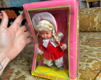 Petite poupée Jolly's vintage des années 1970 en boîte