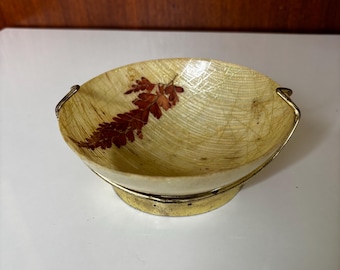 Vintage 1960s Fiberglass Serving bowl with floral accents