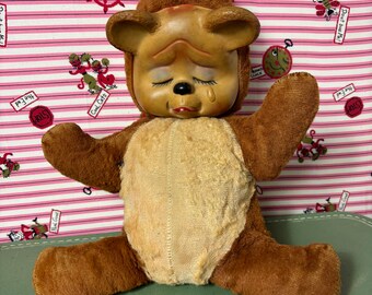 Vintage 1960s  Rozel Rubber Face Crying Bear 13”