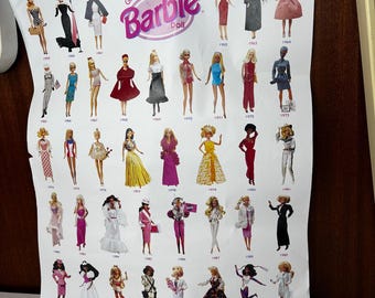 Vintage 'Growing Up With Barbie Doll' 1959-1997 16 x 20 poster door Mattel, NOS