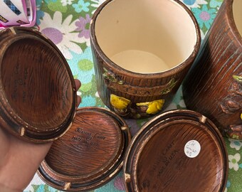 8 Piece Kitchen Barrel Canister & Lids Set Treasure Craft