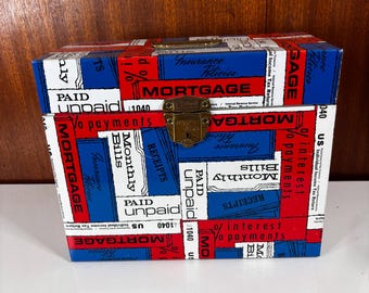Vintage Ballonoff Metal File Box Storage Red White and Blue Bill's Porta File Decor Decoration Retro Office Storage 60s 70s (no key)
