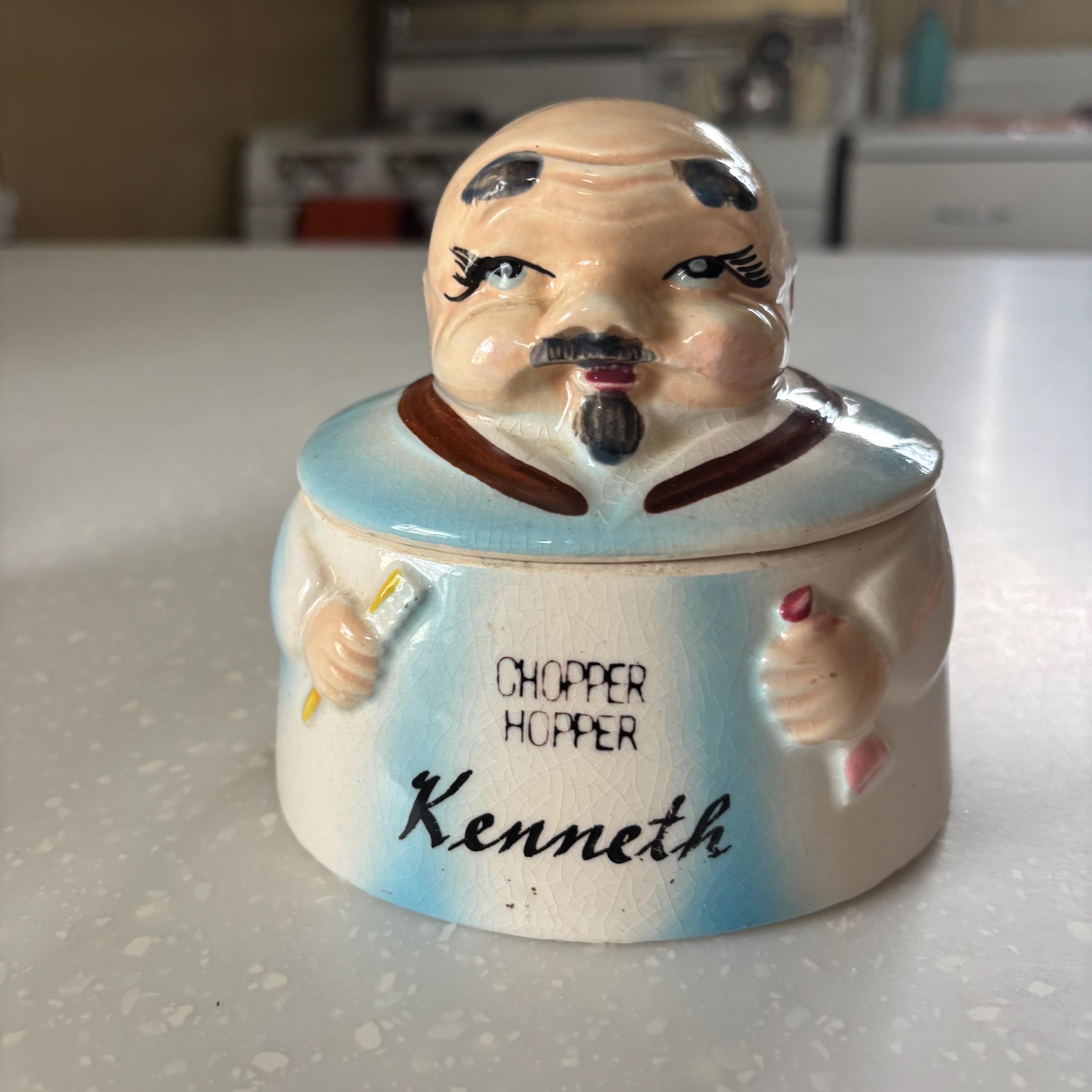 Chopper Hopper, Denture Holder Bathroom Storage…ceramic…comical