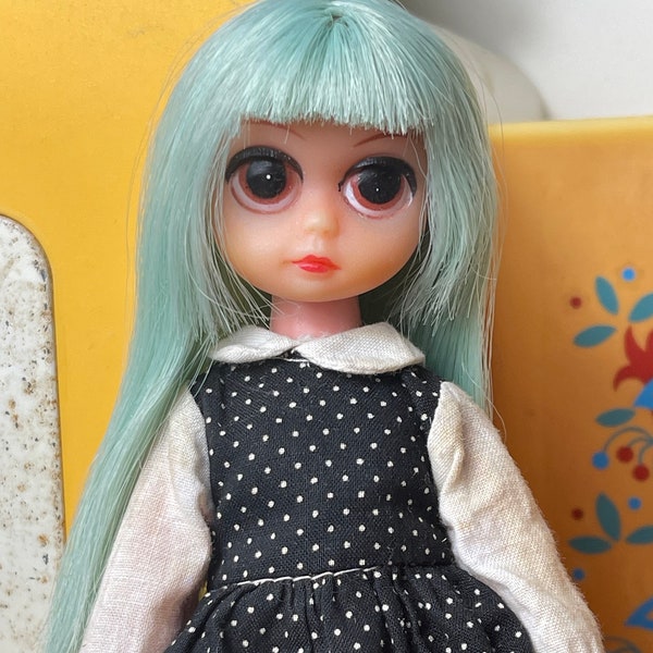 Custom Ooak Susie Sad Eye doll mint hair