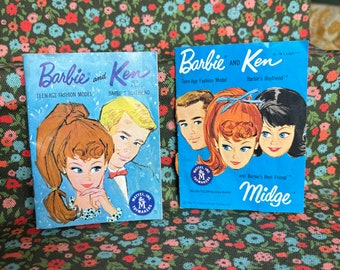 Vintage 1960 Barbie Ken y Midge conjunto de folletos de muñecas
