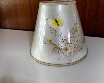 Van Briggle Lamp Shade With pressed Wildflowers and Butterflies