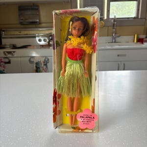 Vintage Hawaiian Hula Girl doll named Palapala, 1960s fashion doll