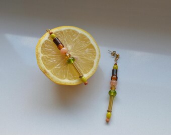 Vintage Raclaimed Earrings | Glass/Wood Beaded Jewelry | Earthy Tone Earrings | Boho jewelry