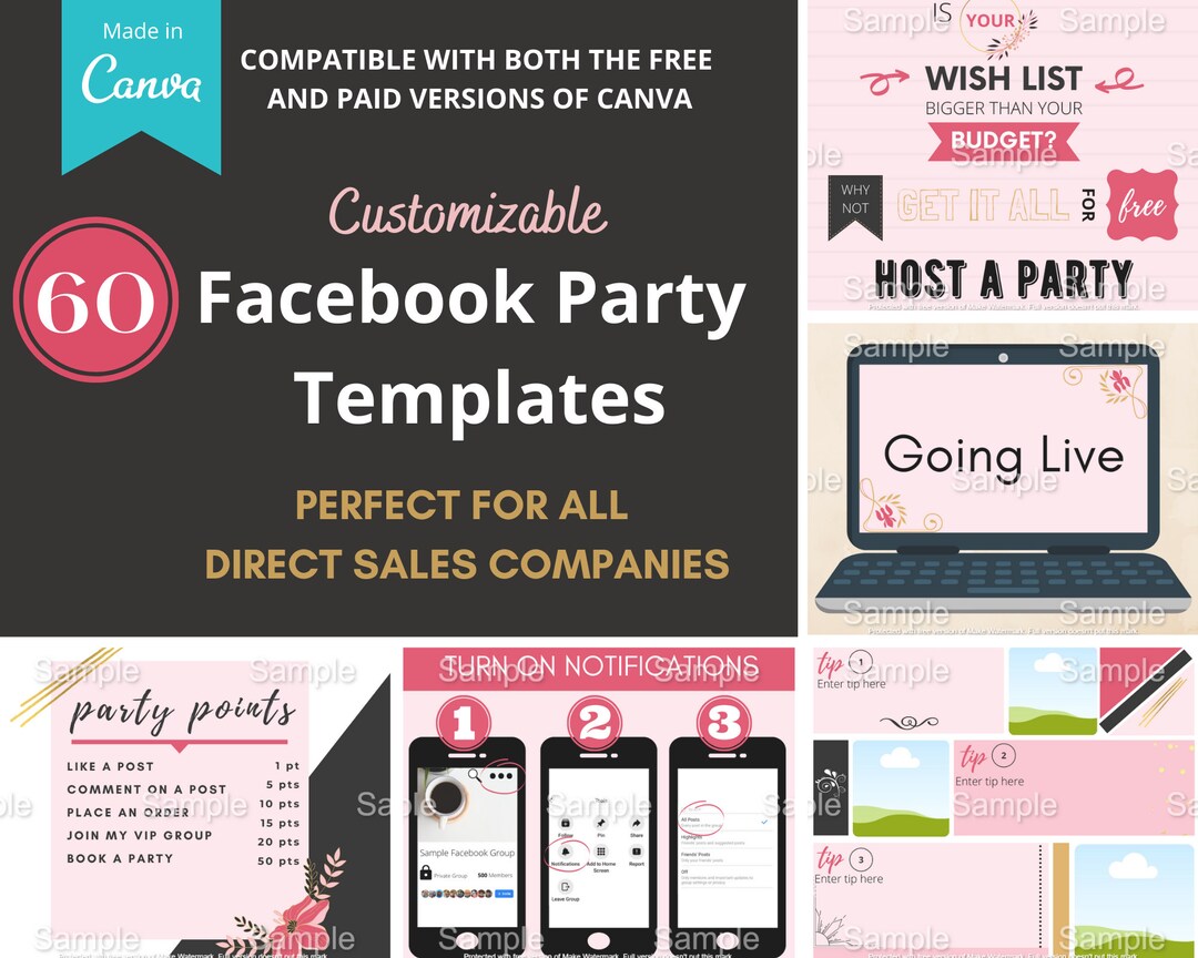 Fully Customizable Facebook Party Posts for Direct Sales - Etsy New Zealand