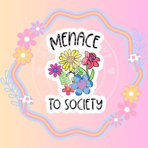 Menace to Society Waterproof Holographic Sticker, Laptop Sticker, Phone Case Sticker, Water Bottle Sticker