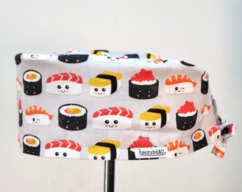 Grey Sushi Scrub Cap - scrub hat australia, scrub cap australia, surgical caps, cute scrub hat, food scrub cap