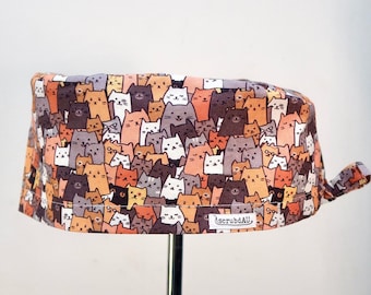 Cat Scrub Cap - scrub hat australia, scrub cap australia, cute scrub hat, Custom Embroidery