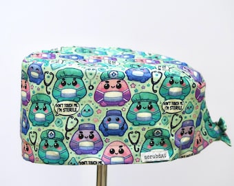 Don't Touch Me I'm Sterile Scrub Cap: Handmade Cotton Surgical Hat