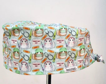 Guinea Pig Scrub Cap - custom embroidery, scrub hat australia, scrub cap australia, cute scrub hat, animal scrub cap