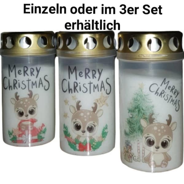 Weihnachtliche Grabkerzen mit kindgerechten Motiven *W6*