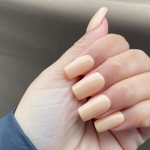 Creme/ Solid Colors/ Press On Nail/ Short Square/ Gel Nail