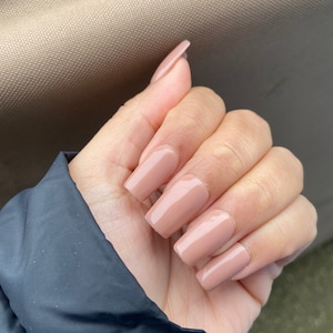 Tan /Solid Colors/ Press On Nail/ Short Square/ Gel Nail