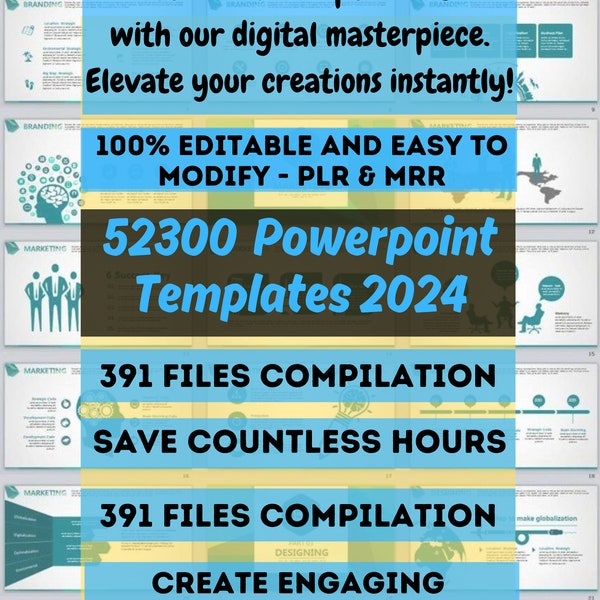 PLR 52300 Animated PowerPoint Templates Compilation Editable Slides instant download PLR, MRR