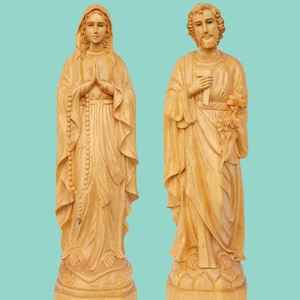 16&quot; to 39&quot;H 2pc-set of Our Lady and St. Joseph statues. Carved wooden statues _Model: WD-JM1W