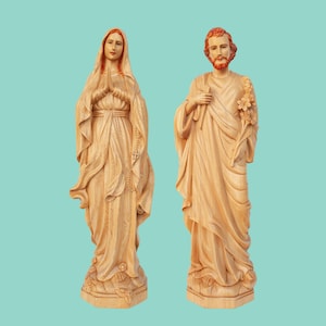 16&quot; to 39&quot;H 2pc-set of Our Lady and St. Joseph statues. Carved wooden statues _Model: WD-JM5R