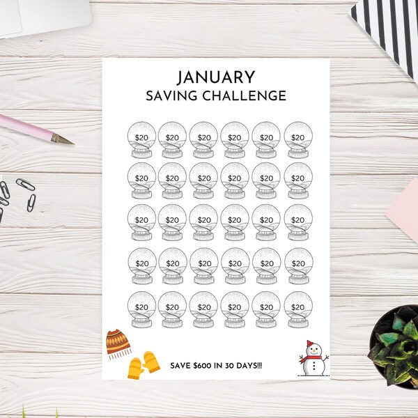 Monthly Money Management Track 12-Month Money Savings Challenge Tracker! Printable Yearly Planner Tool For Financial Goals Trackers.