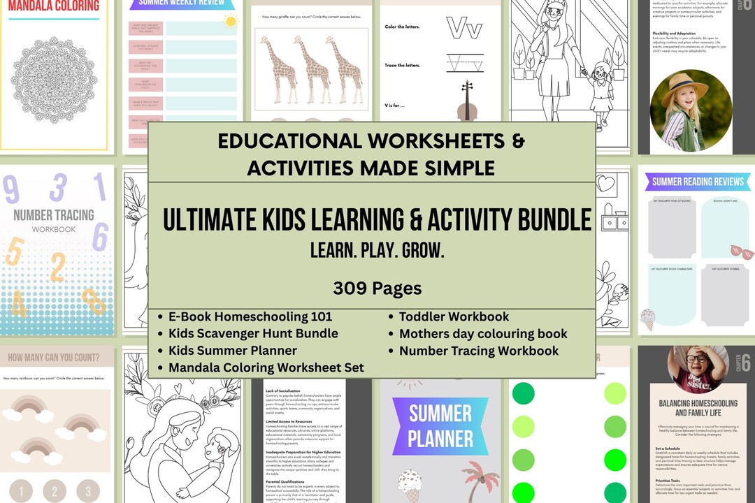 Ultimate Kids Learning Kids Activity Bundle, Workbooks, Coloring Pages ...