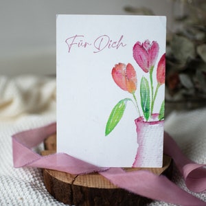 Karte - "Für Dich" Grüße Tulpen Blumen Frühlingskarte