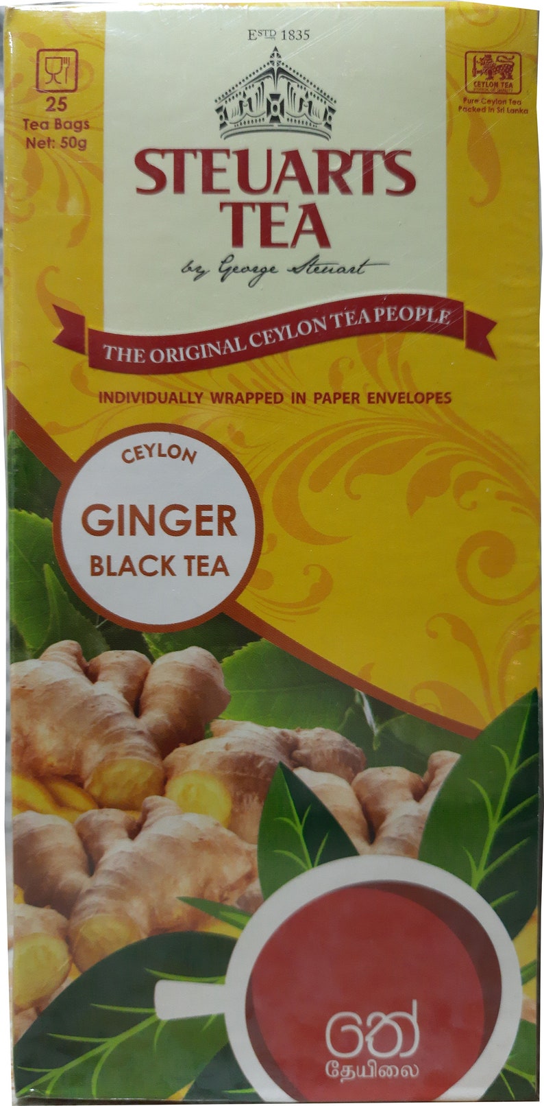 25 Bags Ceylon Ginger Tea Sri Lanka Black Tea Etsy