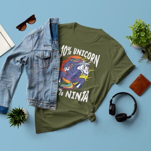 10% Unicorn and 90 percent Ninja - Cute, Dangerous And Deadly - Kids Heavy Cotton Tee