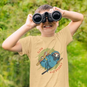 Cute Sloth Ninja Invisible Slow & Very Deadly // Kids Heavy Cotton Tee Bild 5