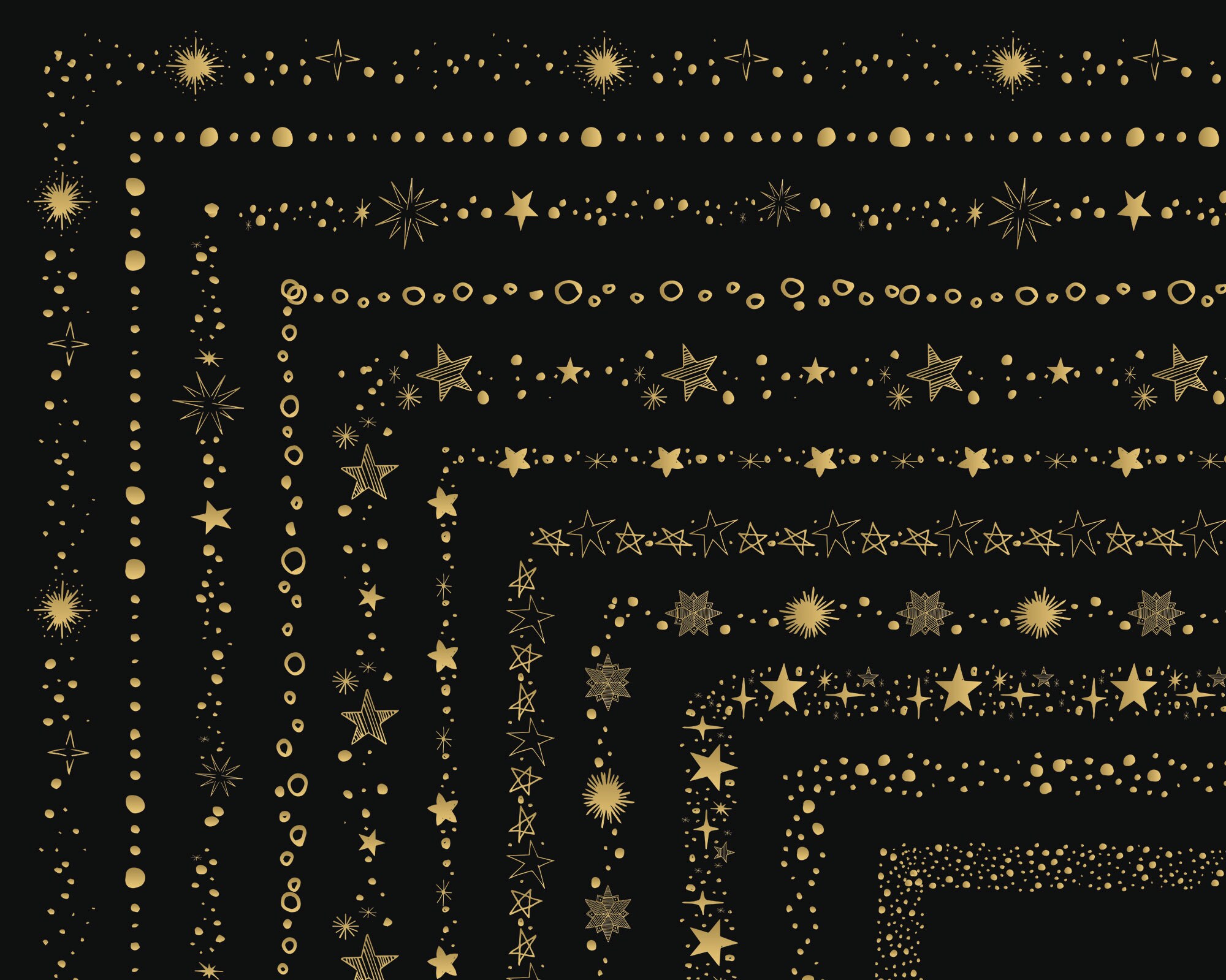 Starry borders clipartGold Stars Clipart Gold BordersBlack Etsy