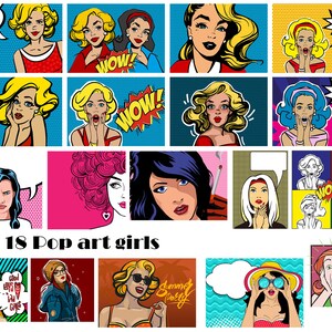 Retro Comic Style Pop Art Girls Clip Art Collection Etsy