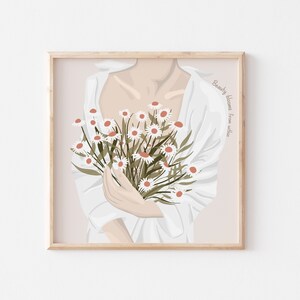 La belleza florece desde dentro - Impresión de pared con afirmaciones positivas / Bienestar de la salud mental / Arte corporal positivo / Póster para la oficina de terapia / Amor propio