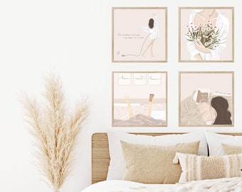 PICK YOUR OWN - 4 Piece Wall Art/ Affirmation Wall Art/ Mental Health Art/ Positive Quote Reminder/ Self Care Self Love Gift for Mindset