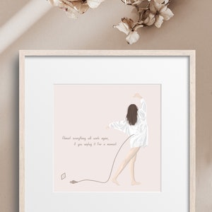 May include: A digital illustration of a woman in a white robe, standing with one leg raised, holding a cord that is plugged into an outlet. The text "Almost everything will work again, if you unplug it for a moment" is written in the image.