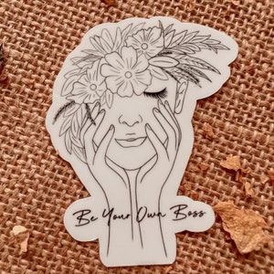 Sei dein eigener Chef - Motivationsaufkleber/ Aufkleber Zitate/ Tattoo Line Art/ Affirmationsaufkleber/Positivaufkleber/Selbstliebeaufkleber